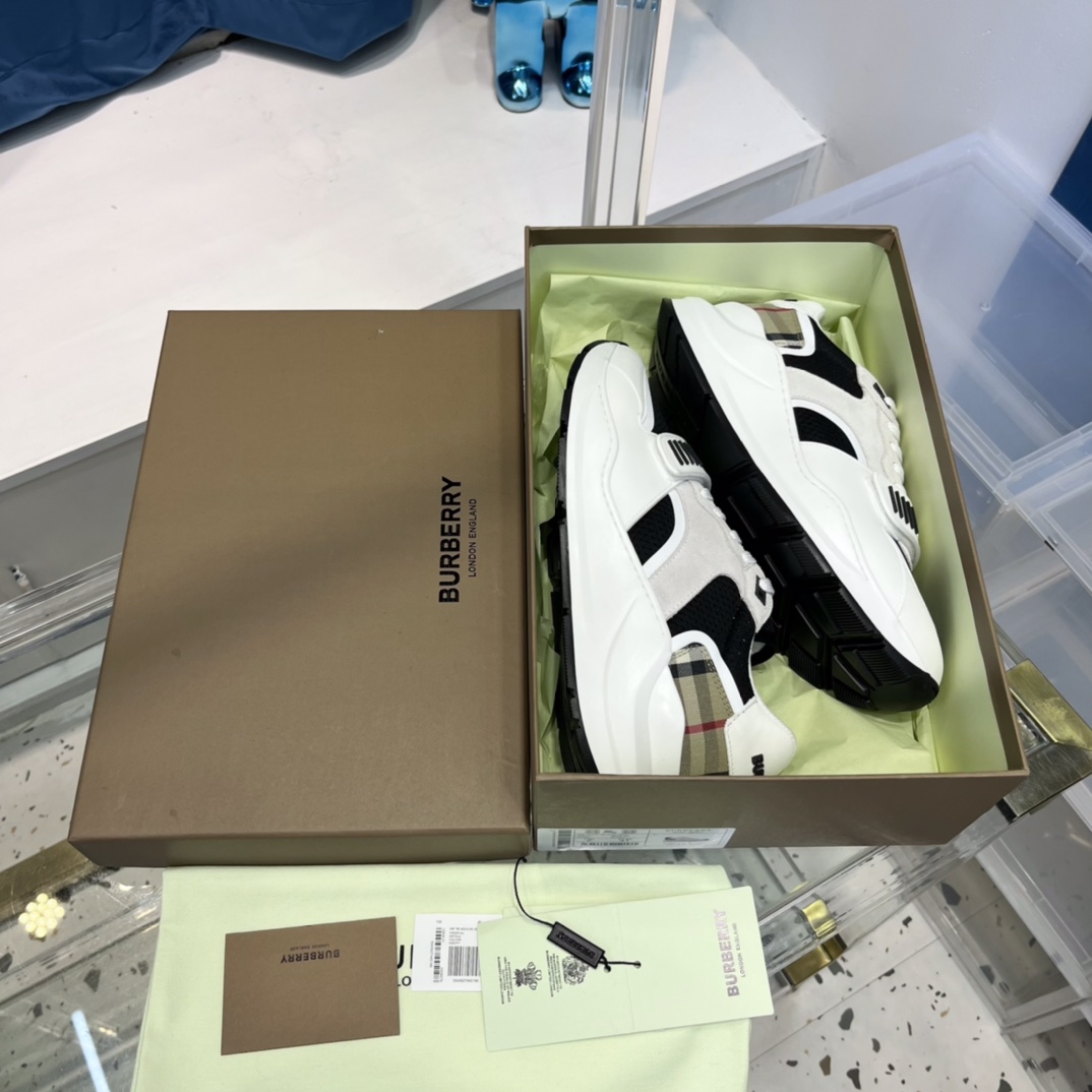 Burberry Mesh, Suede And Vintage Check Cotton Sneakers - DopestKickz