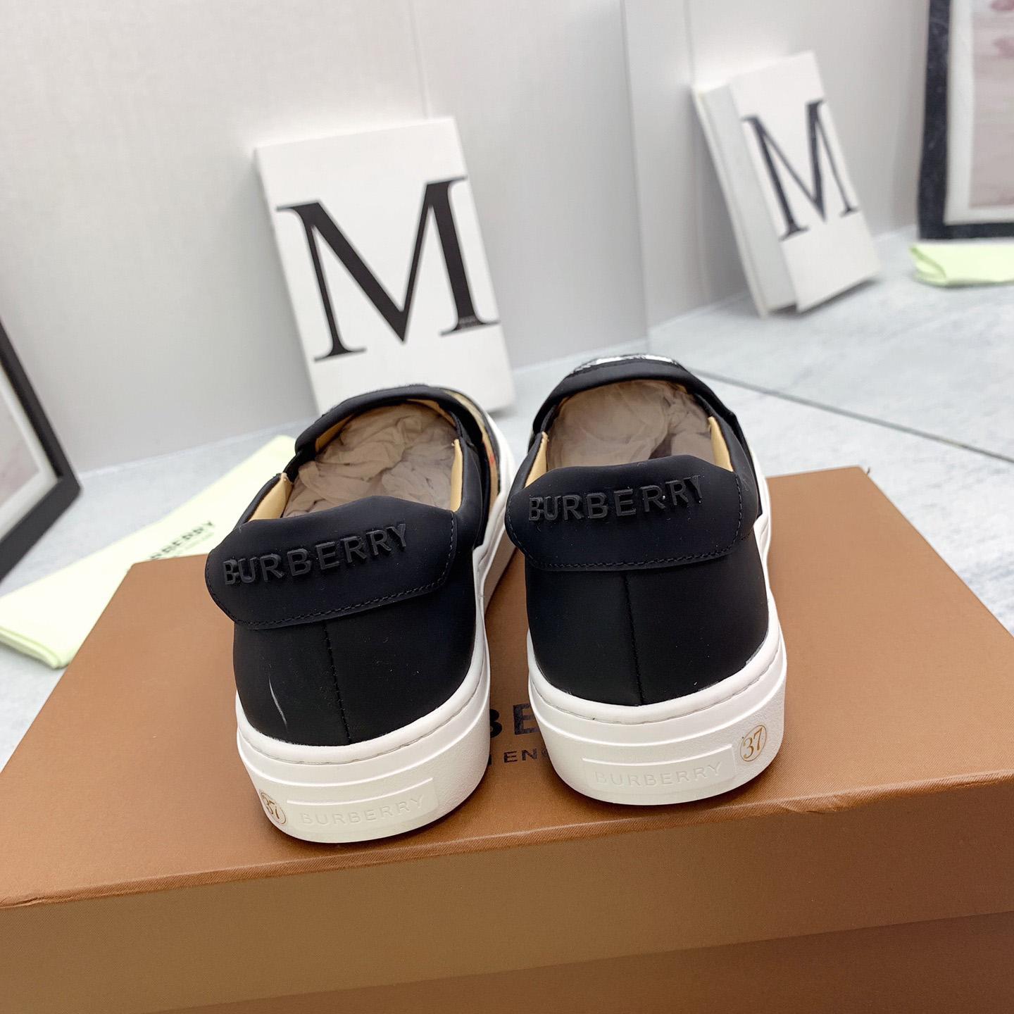 Burberry Leather And Vintage Check Slip-On Sneakers - DopestKickz