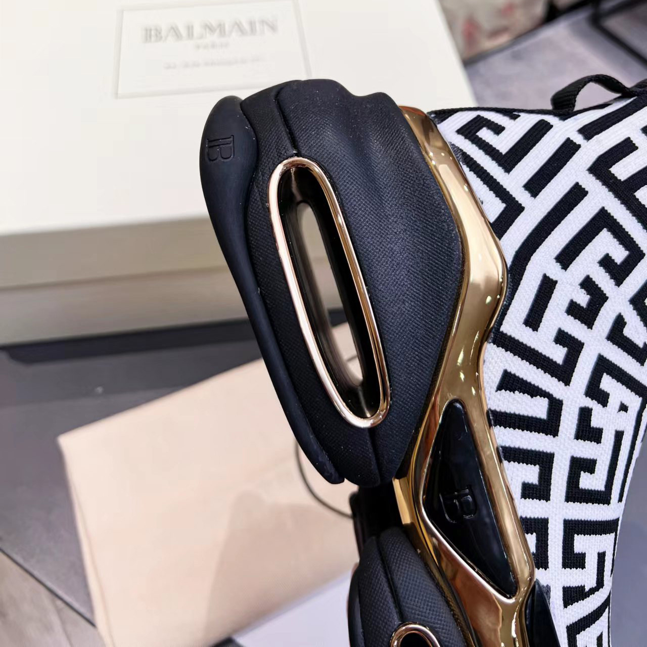 Balmain Kknit And Suede B-Bold High-Top Sneakers - DopestKickz