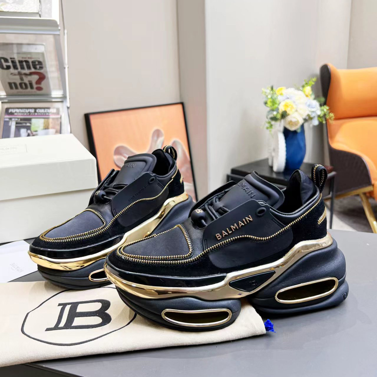 Balmain Leather And Suede B-Bold Low-Top Sneakers - DopestKickz