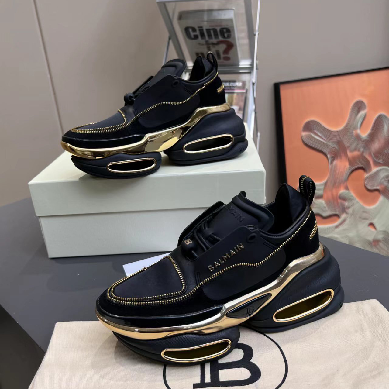 Balmain Leather And Suede B-Bold Low-Top Sneakers - DopestKickz