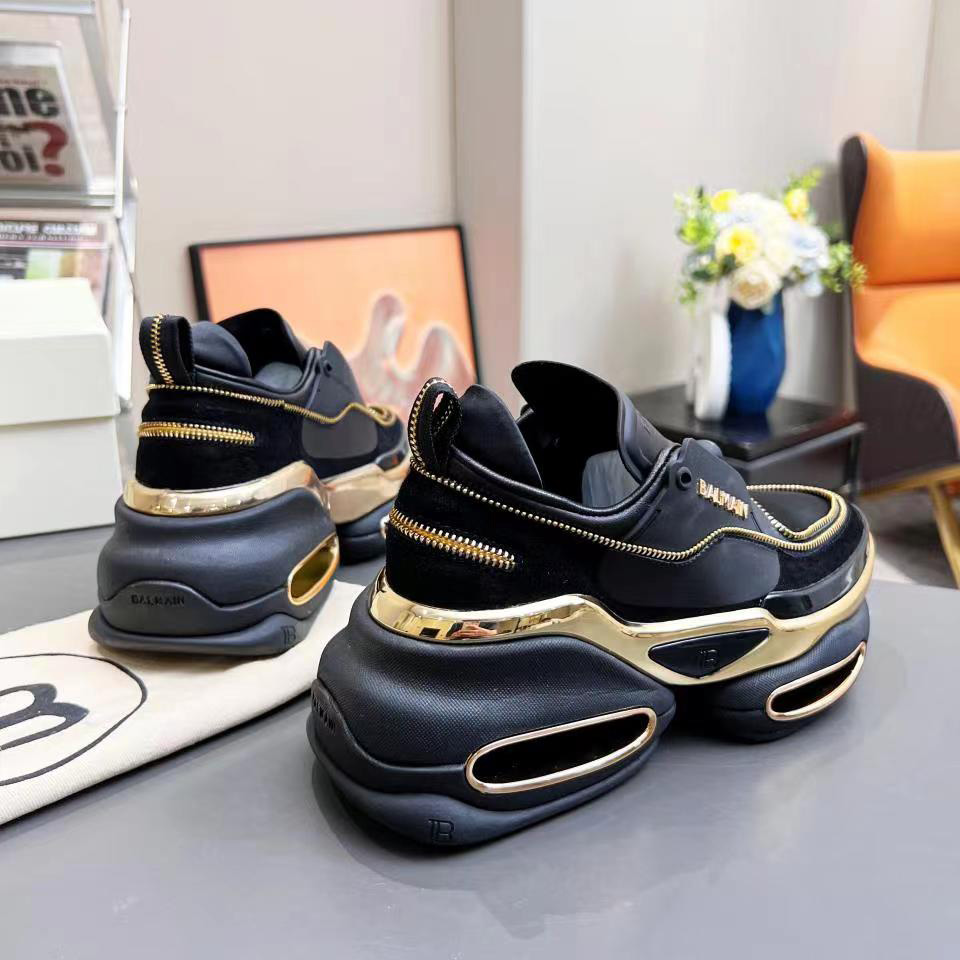 Balmain Leather And Suede B-Bold Low-Top Sneakers - DopestKickz