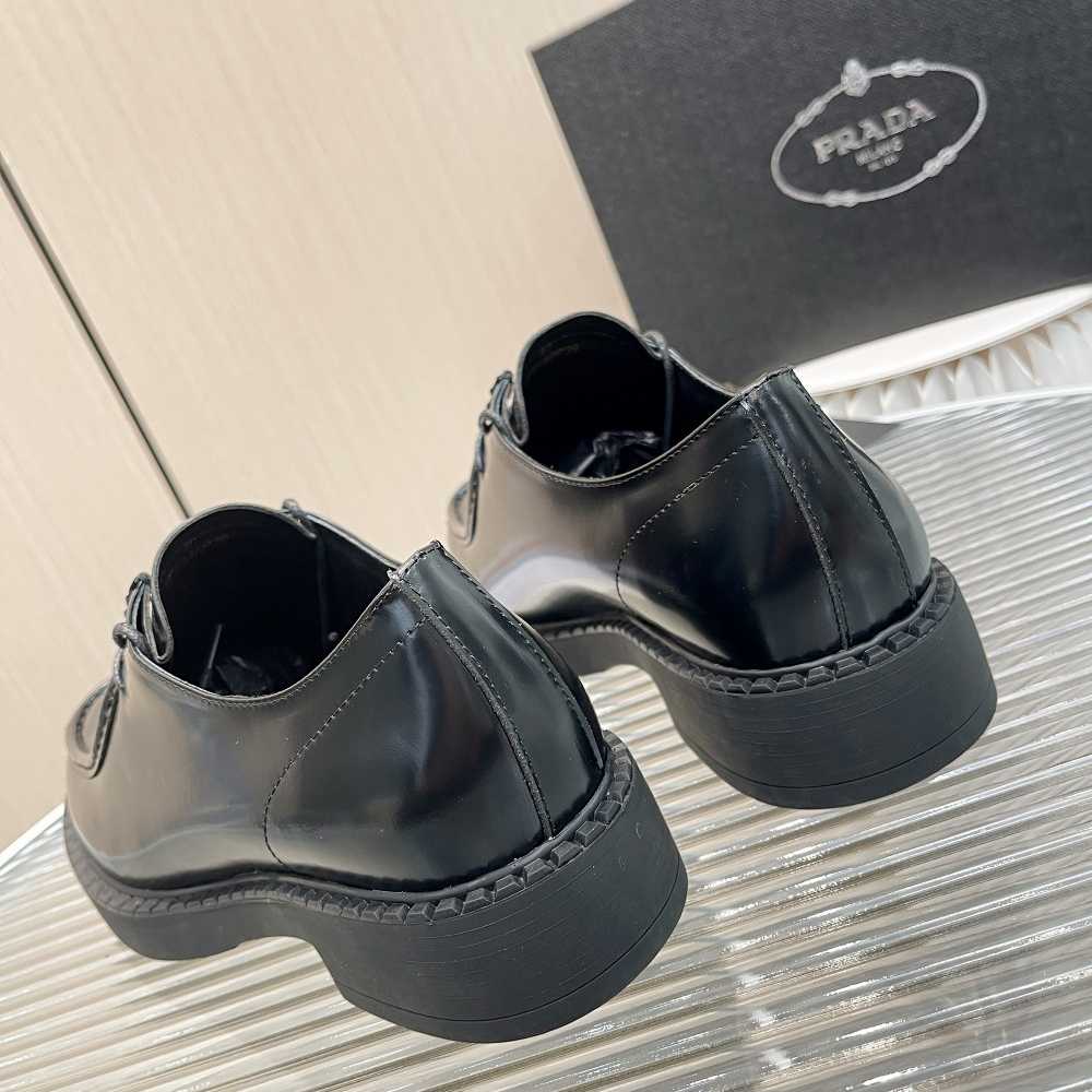 Prada Brushed Leather Lace-Up Shoes - DopestKickz