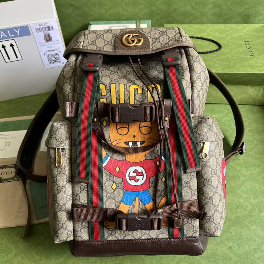 Gucci Cat Print Skateboard Backpack(34-42-16cm) - DopestKickz