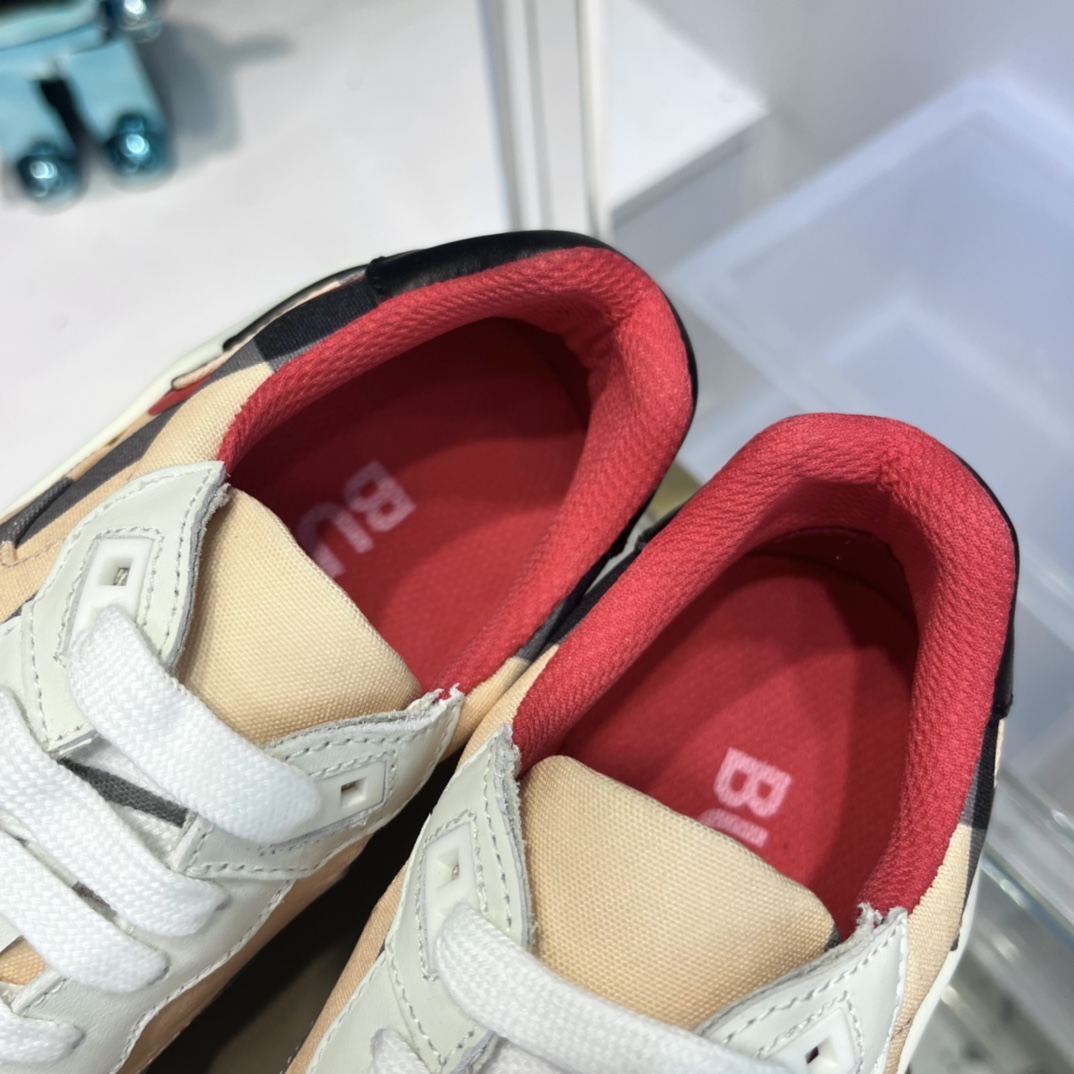 Burberry Check Nylon And Leather Sneakers - DopestKickz