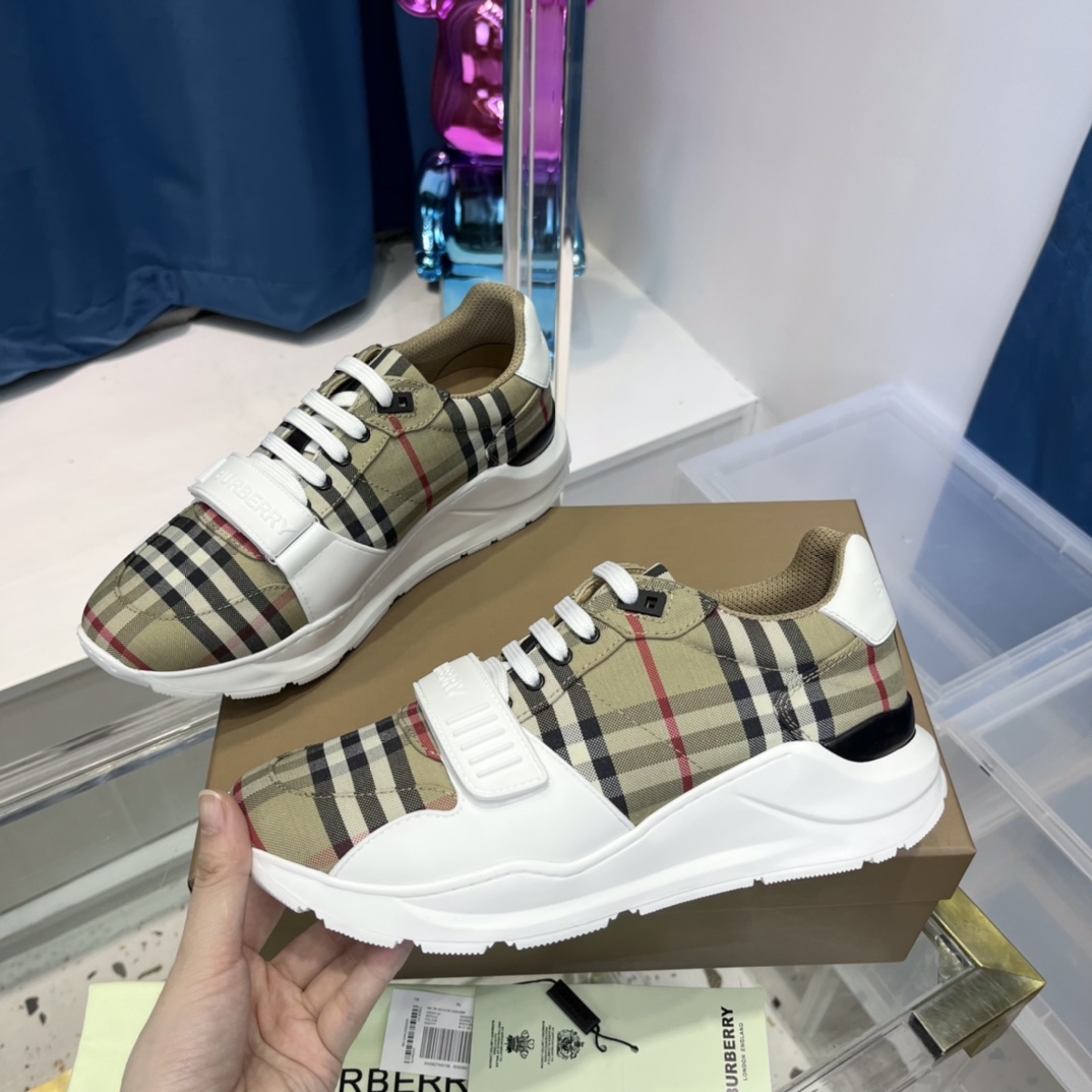 Burberry Vintage Check, Suede And Leather Sneakers - DopestKickz