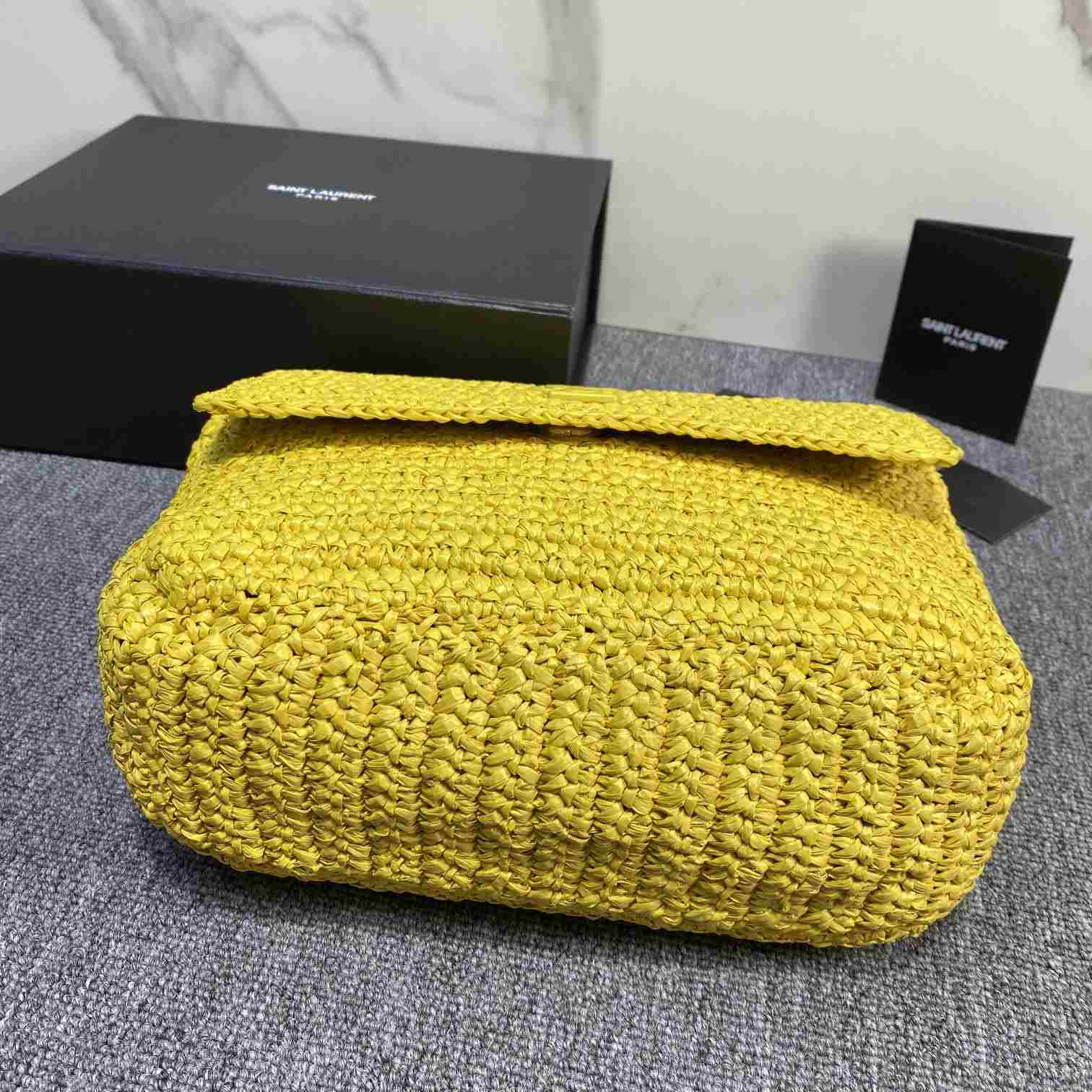 Saint Laurent Niki Medium Chain Bag In Raffia And Leather(28-22-9cm) - DopestKickz