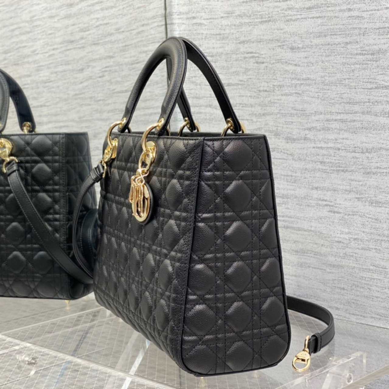 Dior Large Lady Dior Bag   (32-12-24cm)M0567 - DopestKickz