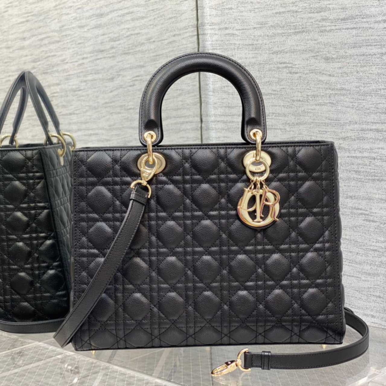 Dior Large Lady Dior Bag   (32-12-24cm)M0567 - DopestKickz