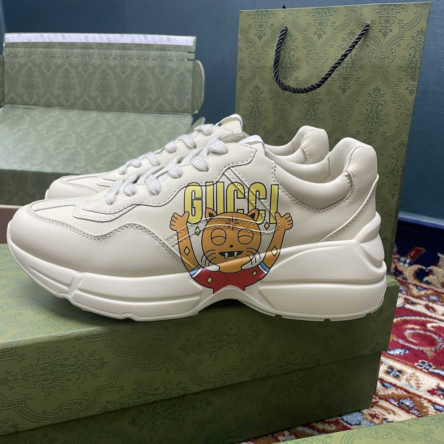 Gucci Rhyton Sneaker With Cat Print - DopestKickz