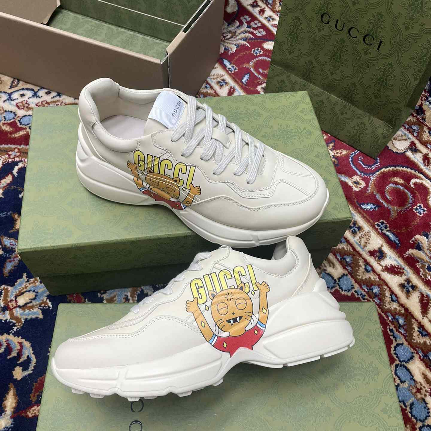 Gucci Rhyton Sneaker With Cat Print - DopestKickz