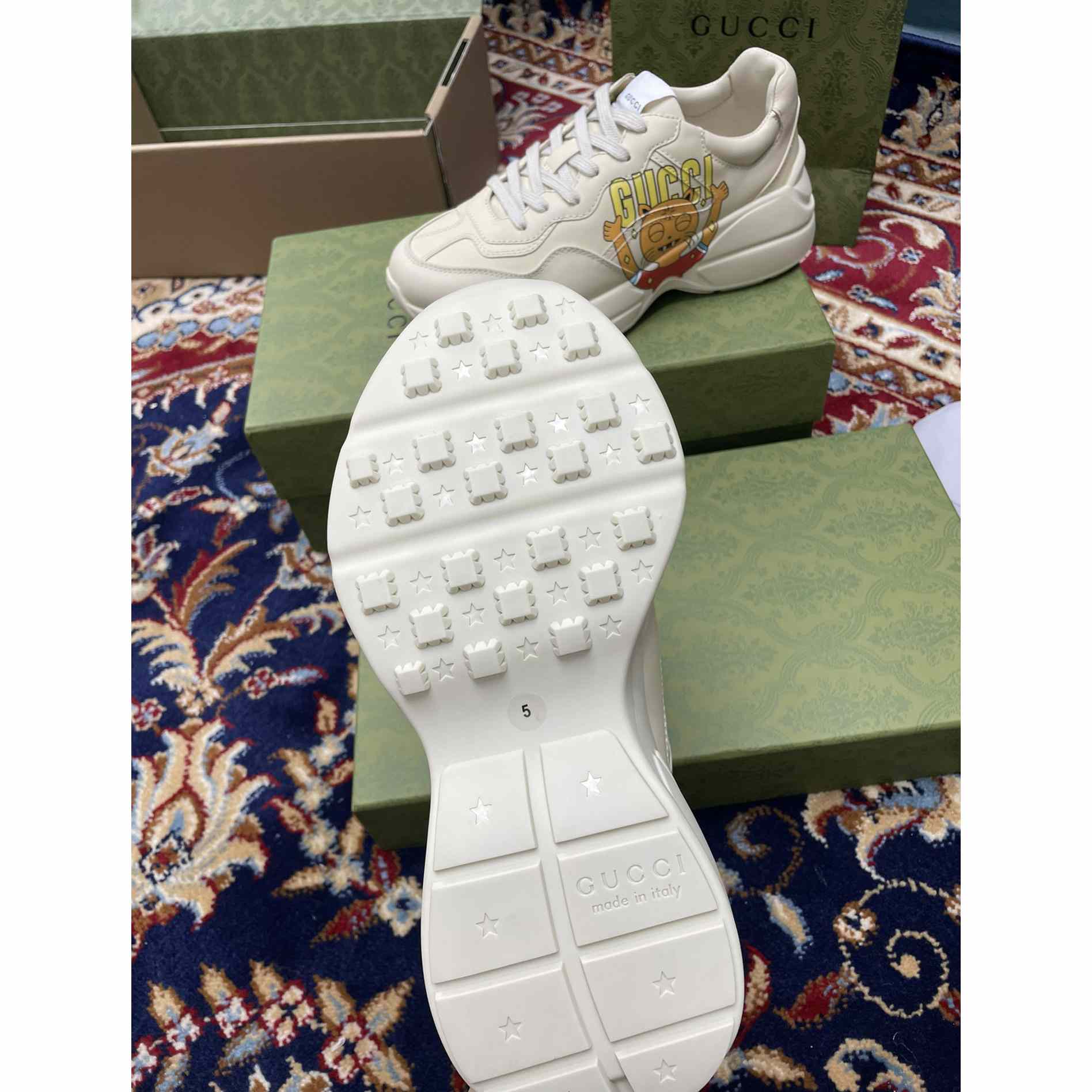 Gucci Rhyton Sneaker With Cat Print - DopestKickz