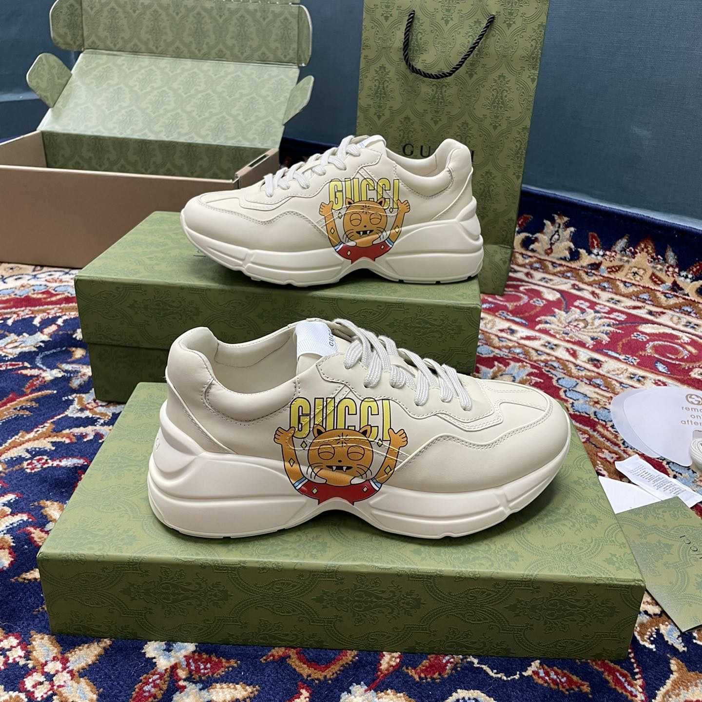 Gucci Rhyton Sneaker With Cat Print - DopestKickz