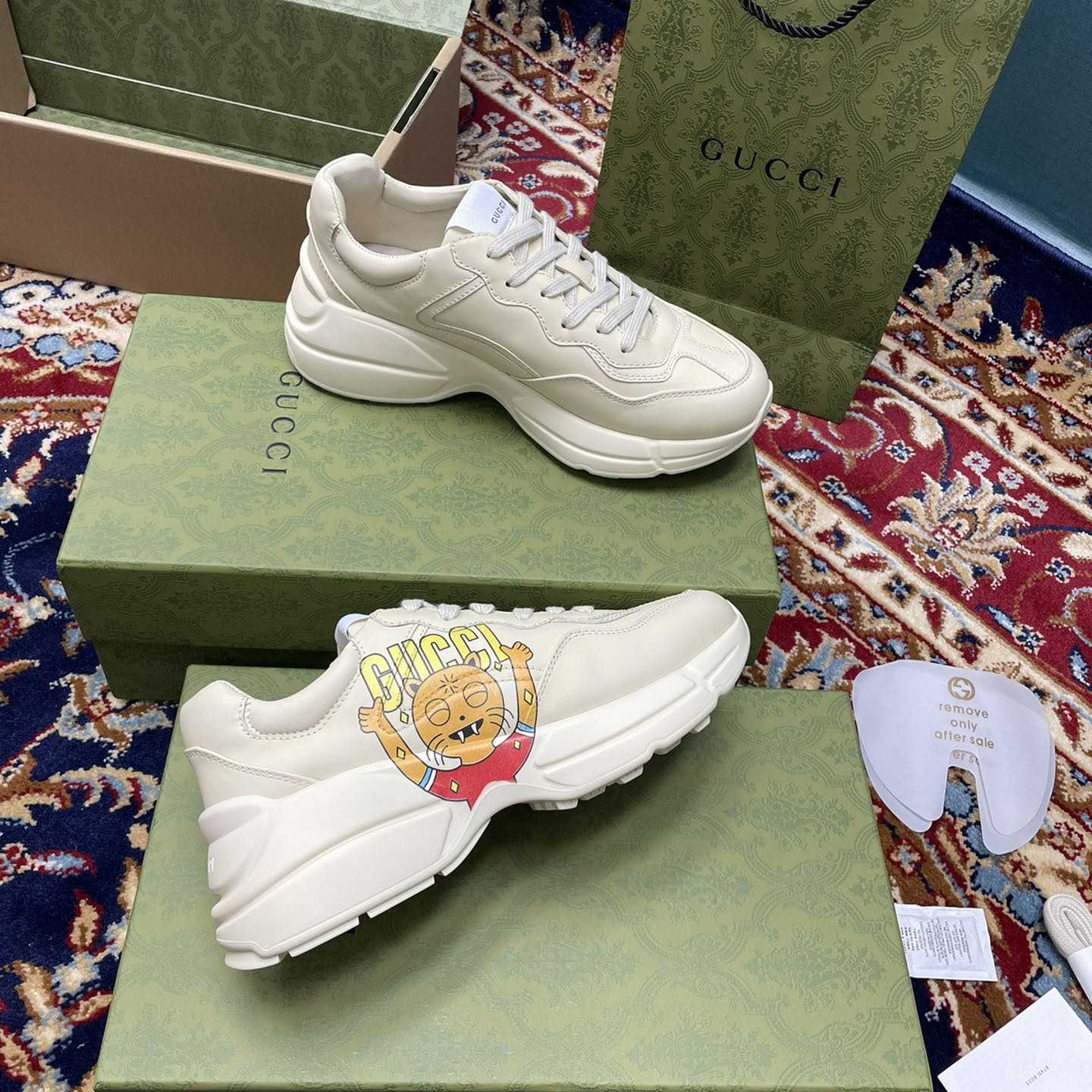 Gucci Rhyton Sneaker With Cat Print - DopestKickz