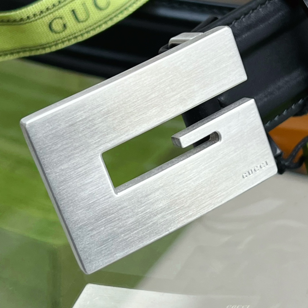 Gucci Thin Belt With Engraved Square G Buckle - DopestKickz
