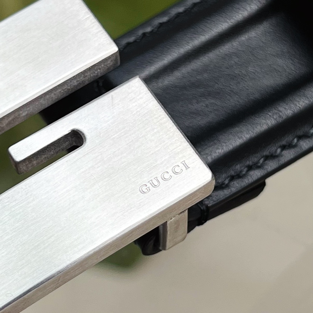 Gucci Thin Belt With Engraved Square G Buckle - DopestKickz