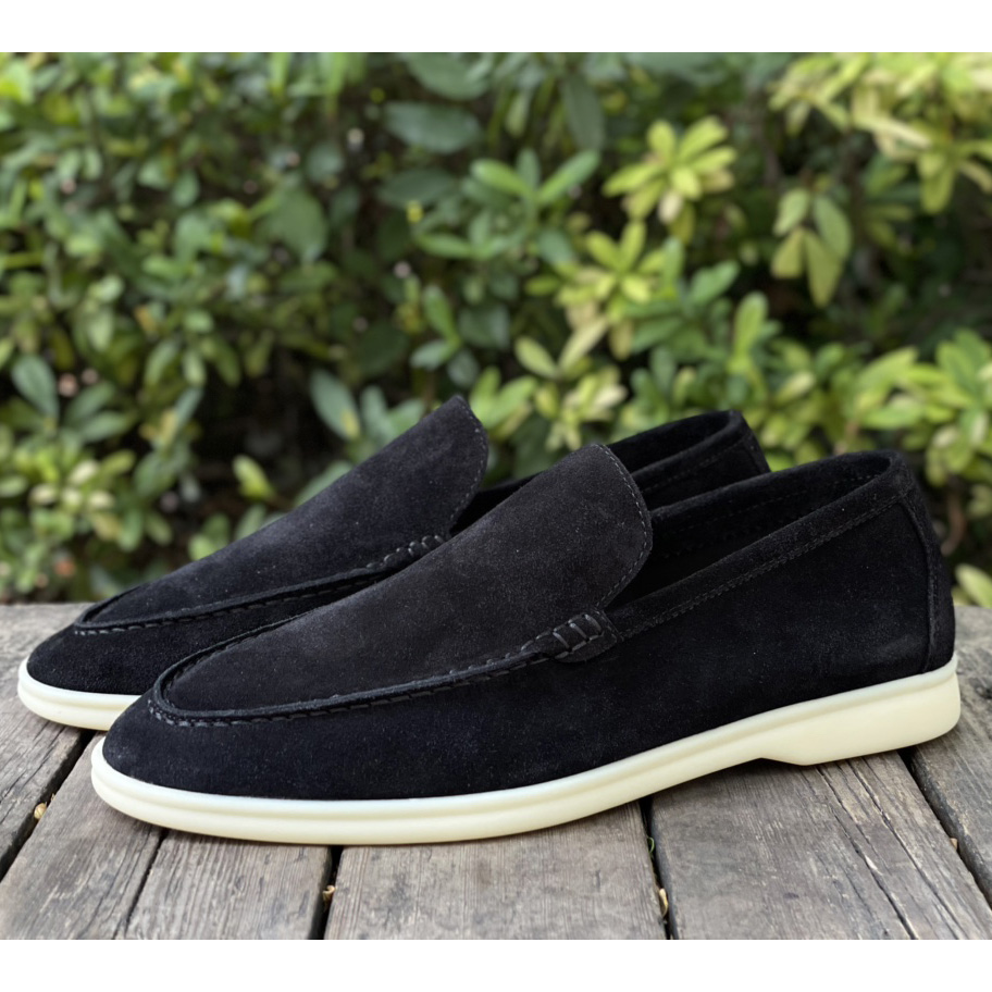 Loro Piana Summer Walk Loafers In Black - DopestKickz