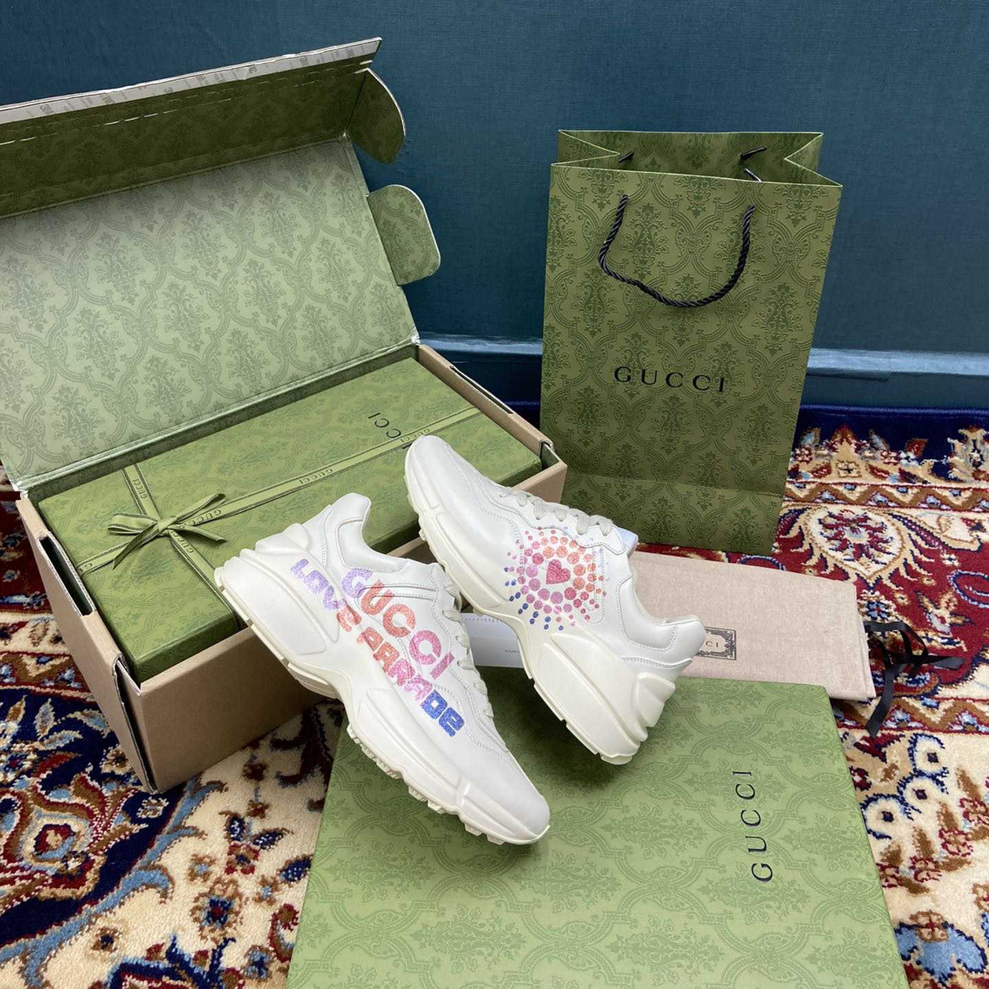 Gucci Women's Rhyton Gucci Love Parade Sneaker - DopestKickz