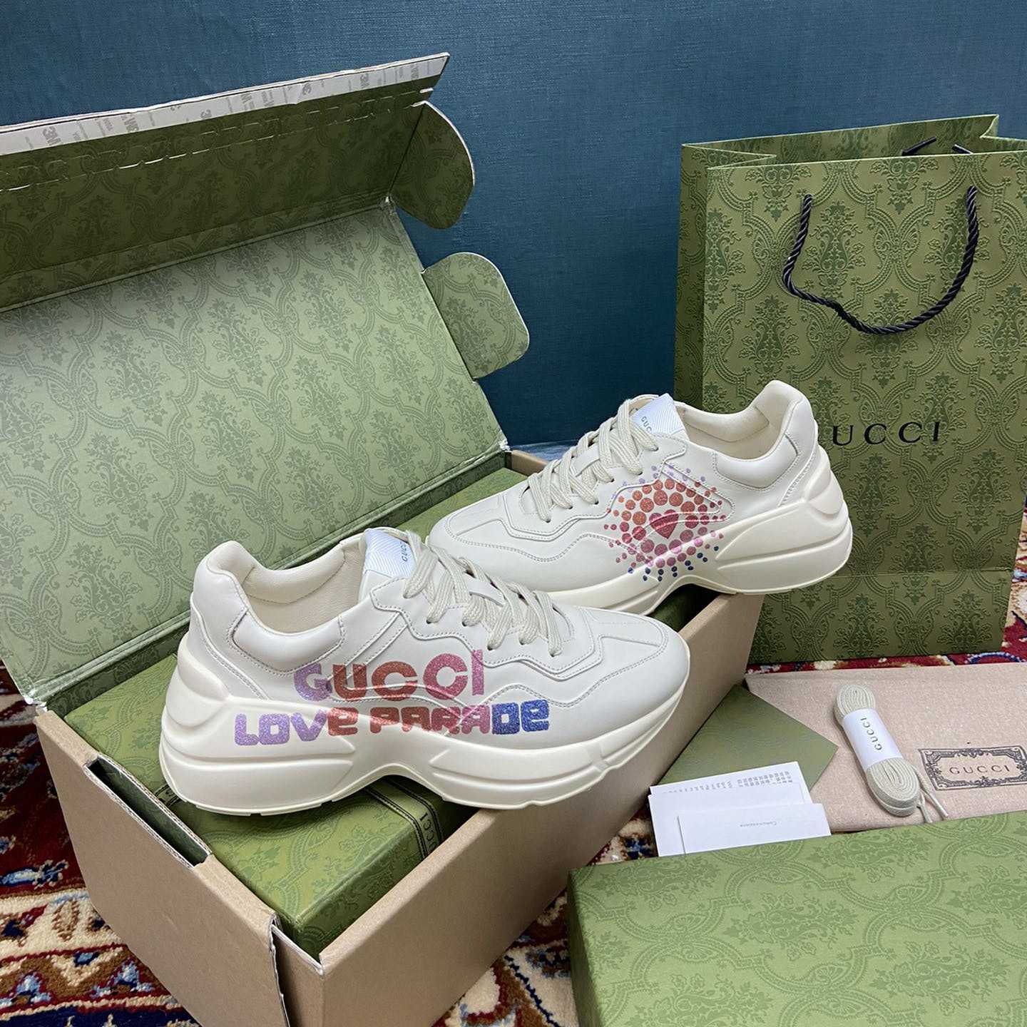 Gucci Women's Rhyton Gucci Love Parade Sneaker - DopestKickz