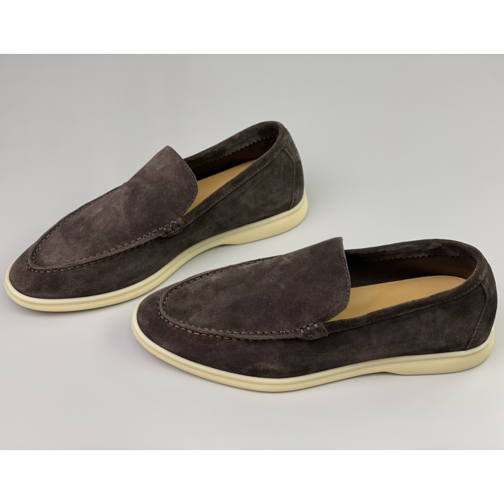 Loro Piana Summer Walk Loafers In Warm Gray  - DopestKickz