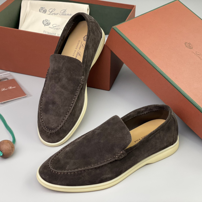 Loro Piana Summer Walk Loafers In Warm Gray  - DopestKickz