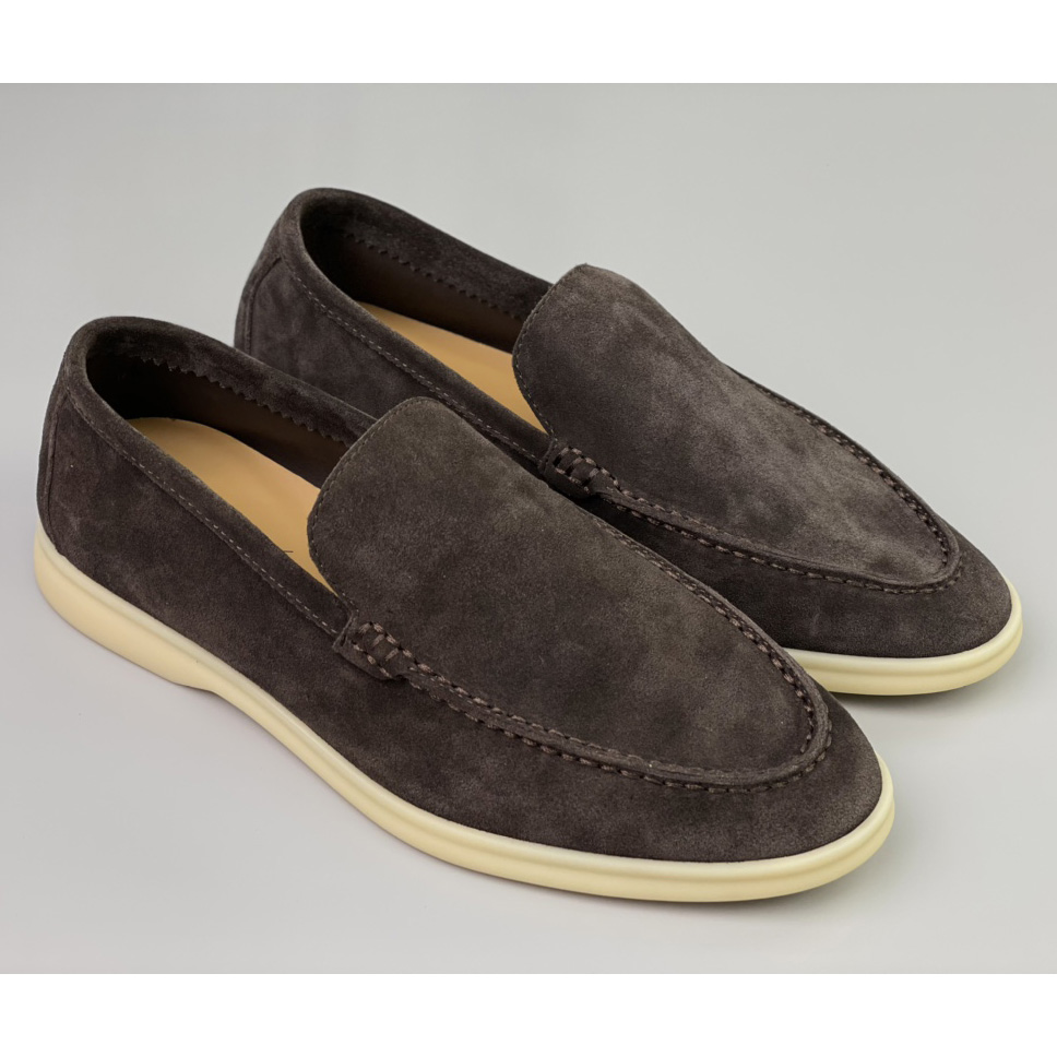Loro Piana Summer Walk Loafers In Warm Gray  - DopestKickz