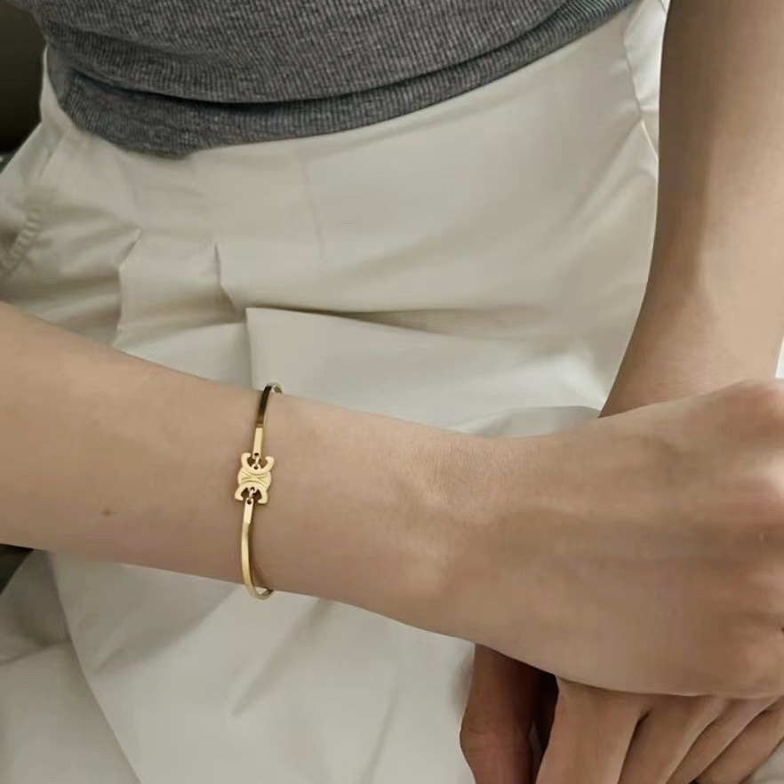 Celine Triomphe Articulated Bracelet In Brass With Gold Finish - DopestKickz