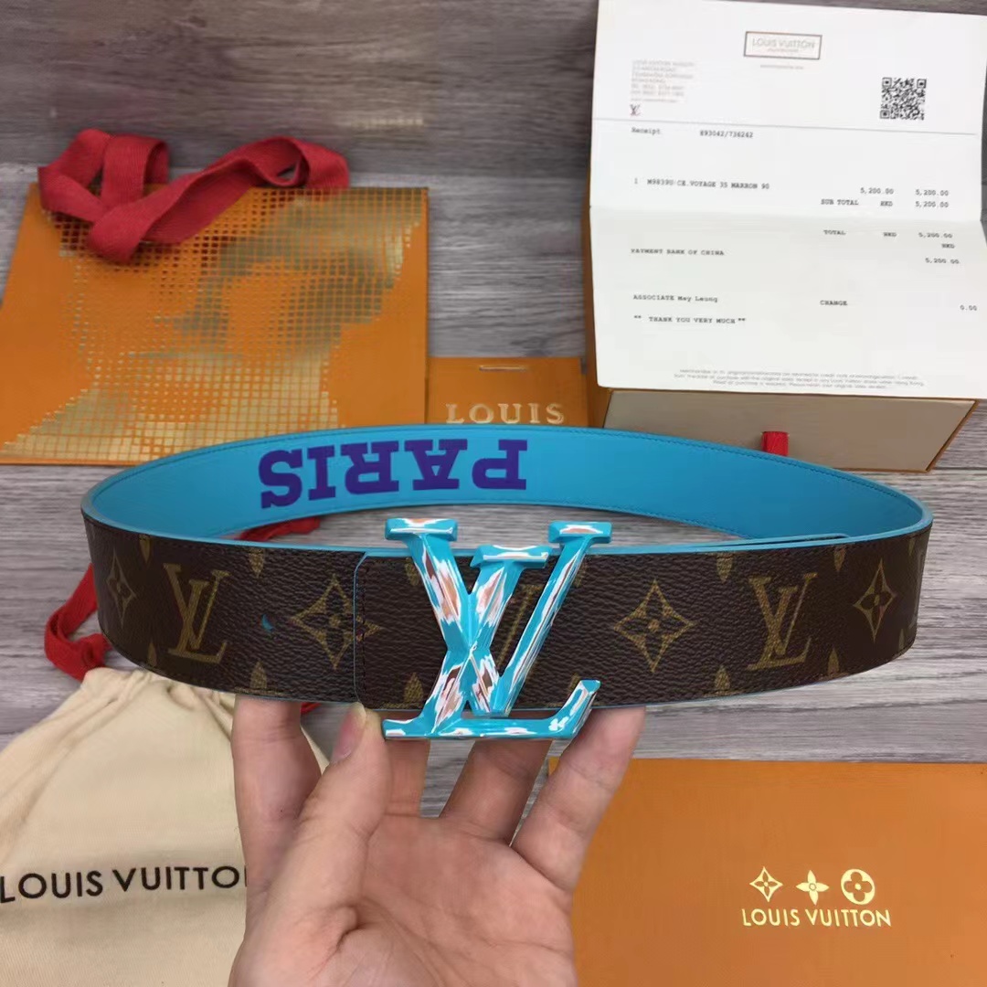 Louis Vuitton LV Pyramide Cities Exclusive 40MM Reversible Belt—Paris - DopestKickz