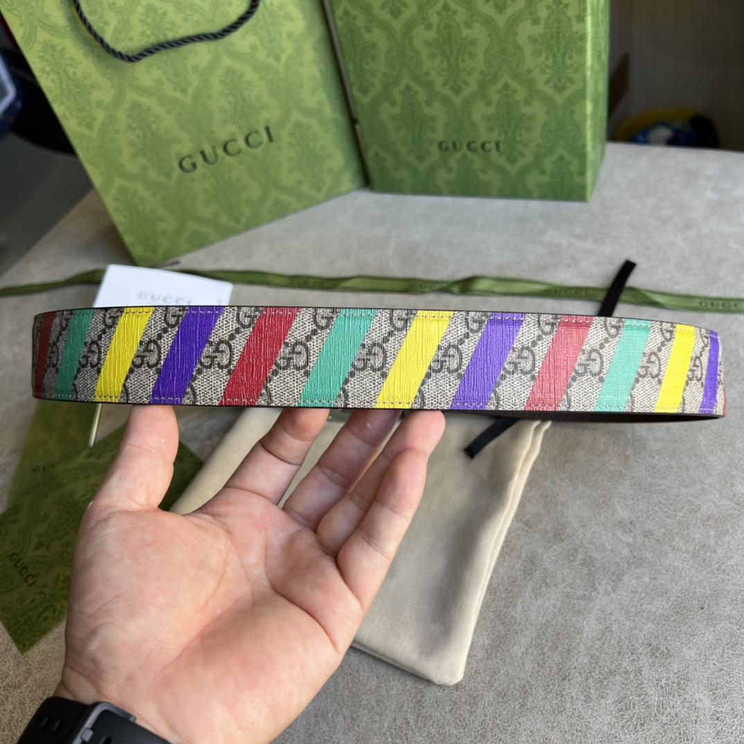 Gucci Striped Belt With Double G - DopestKickz