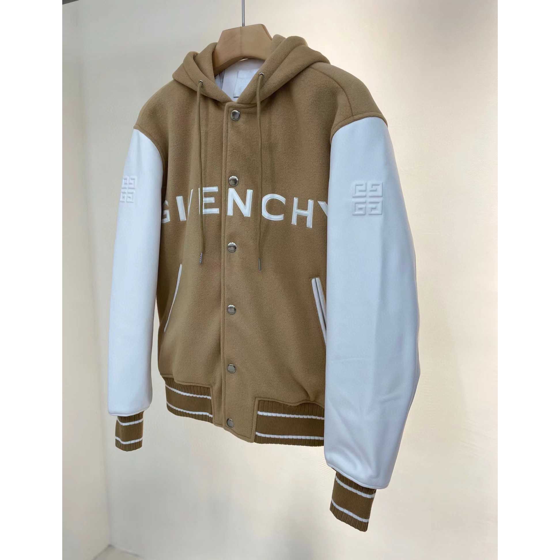 Givenchy New Hooded Bomber Jacket In Wool And Givenchy Leather - DopestKickz
