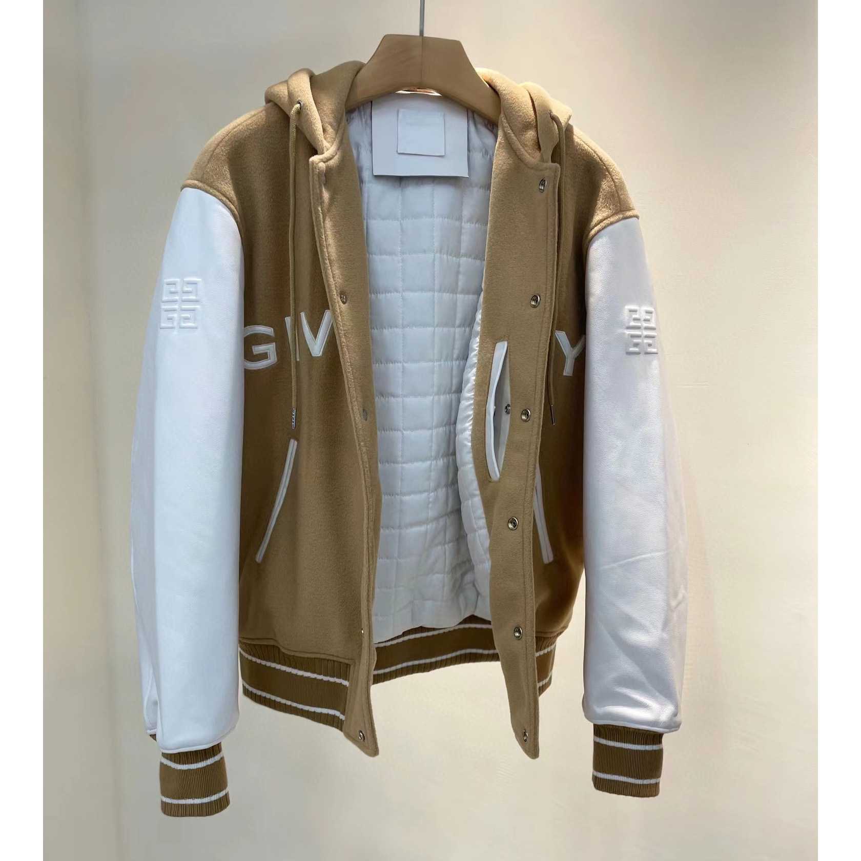 Givenchy New Hooded Bomber Jacket In Wool And Givenchy Leather - DopestKickz