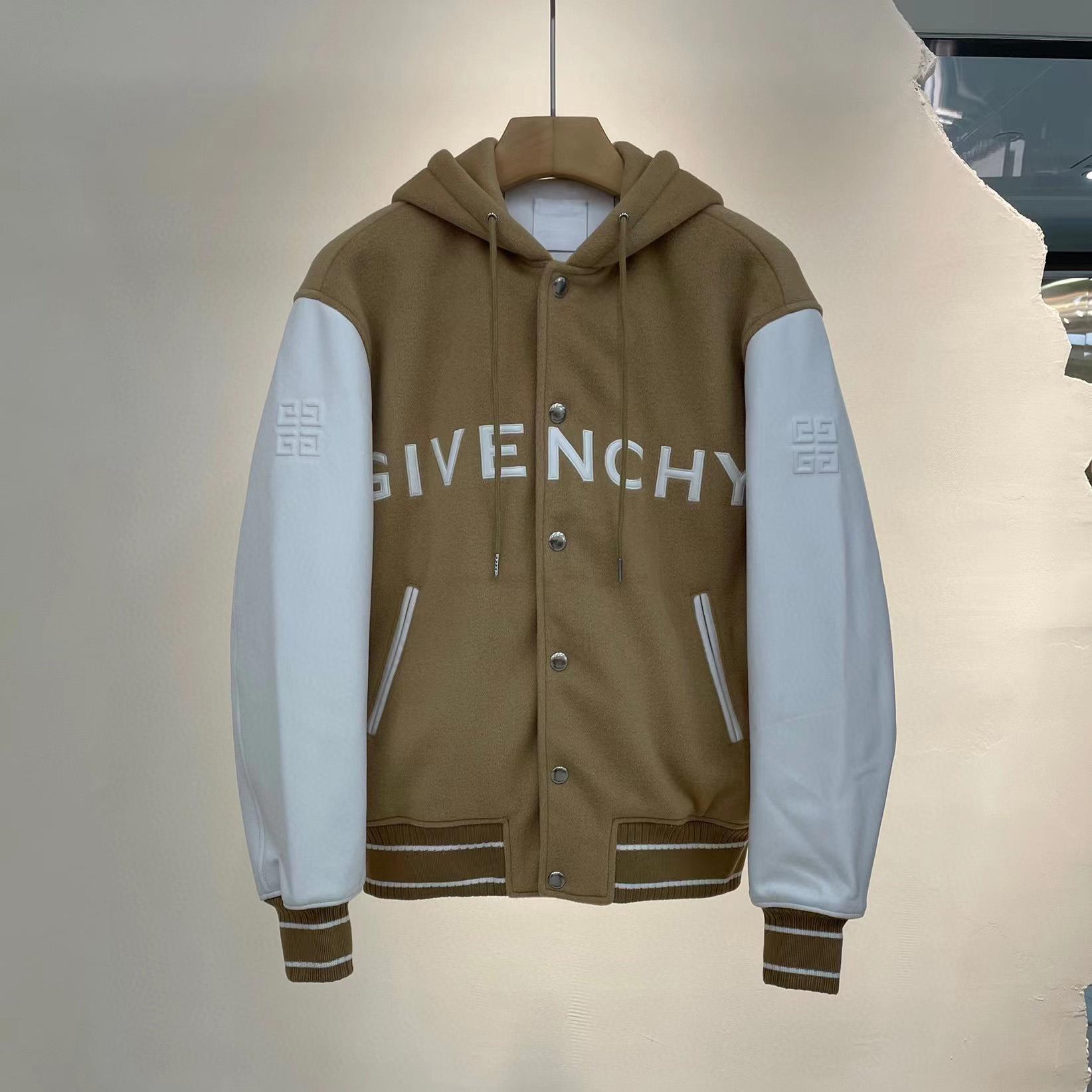 Givenchy New Hooded Bomber Jacket In Wool And Givenchy Leather - DopestKickz