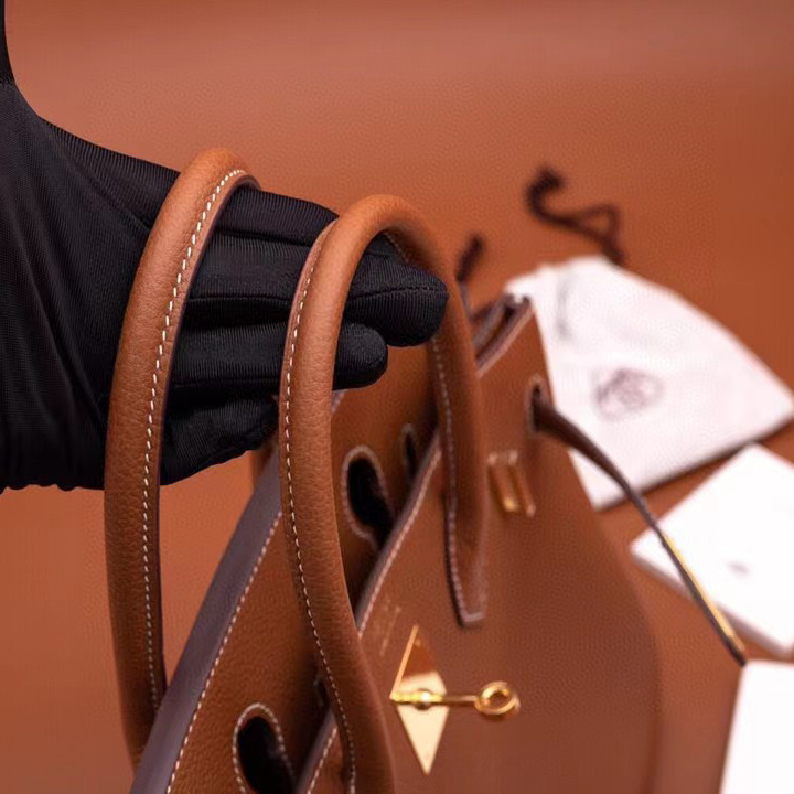 Hermes Birkin 30 Fjord Leather Gold Handbag （25-20-13CM） - DopestKickz