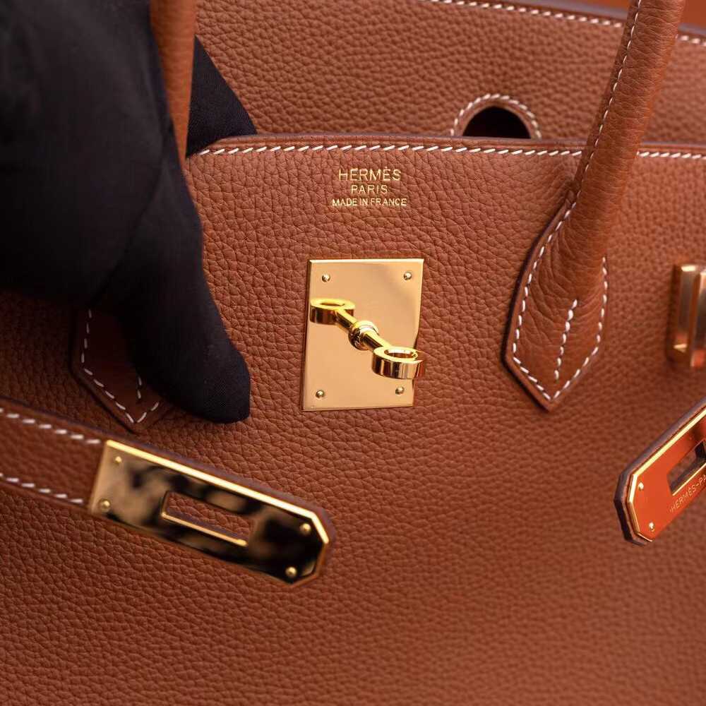 Hermes Birkin 30 Fjord Leather Gold Handbag （25-20-13CM） - DopestKickz