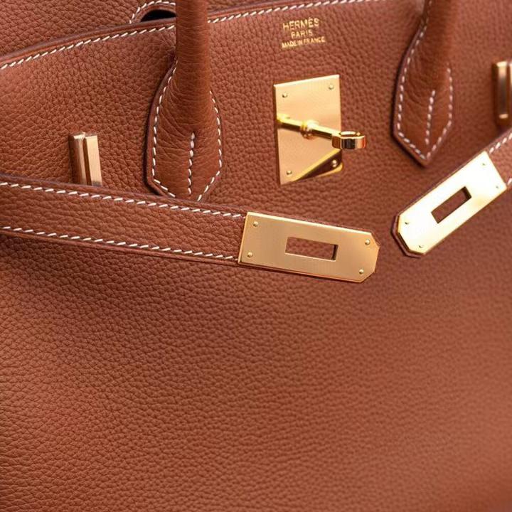 Hermes Birkin 30 Fjord Leather Gold Handbag （25-20-13CM） - DopestKickz