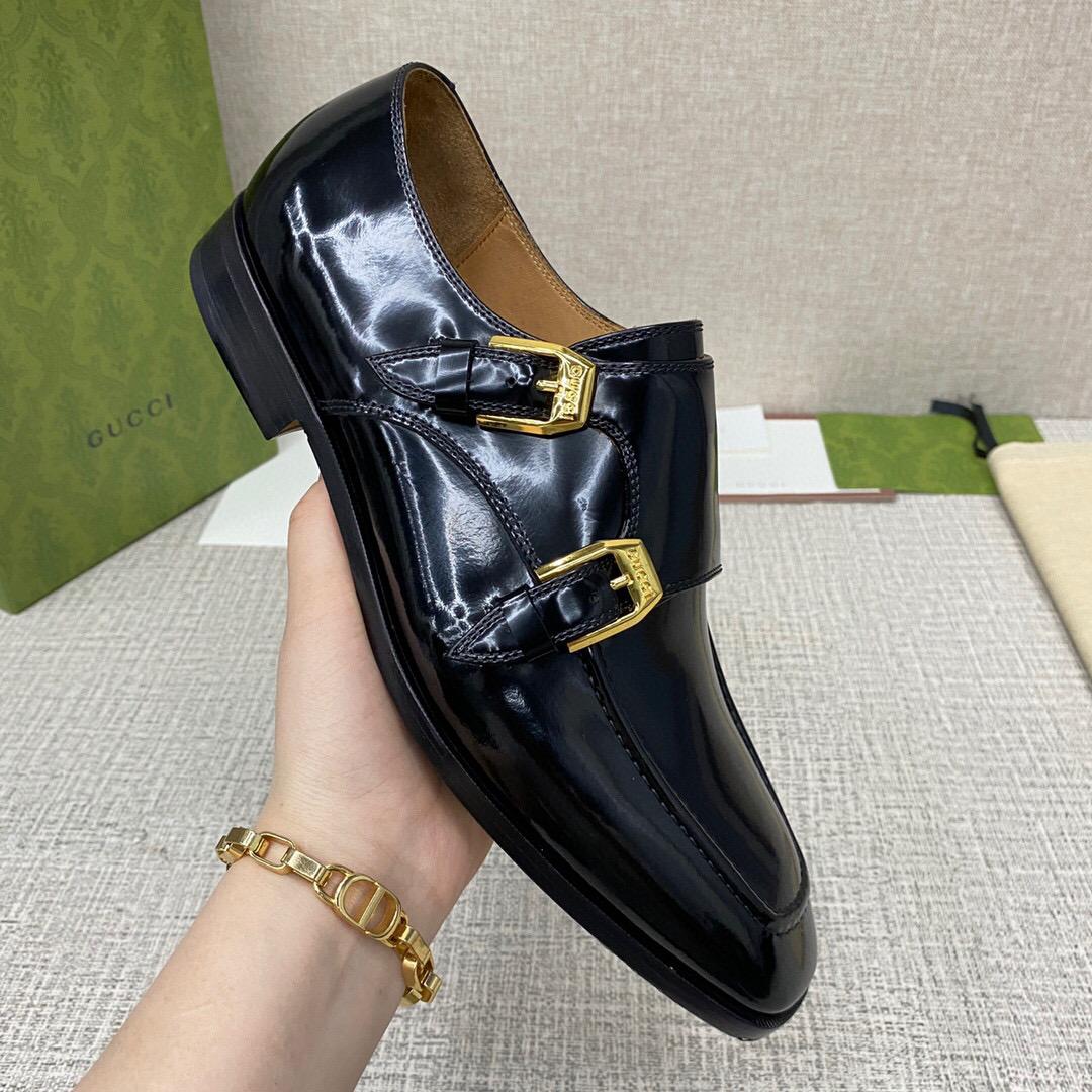 Gucci Monk-Strap Leather Shoes - DopestKickz