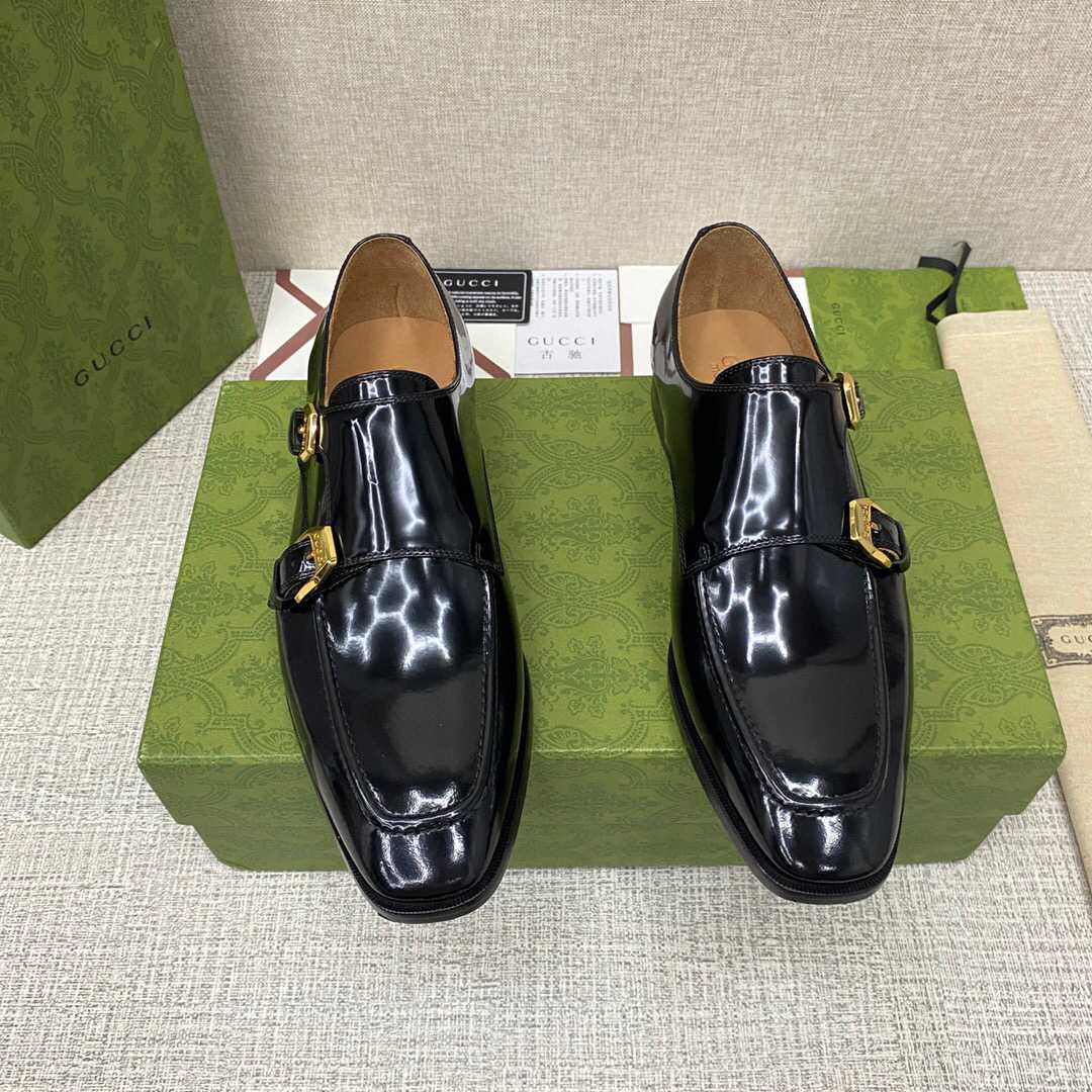 Gucci Monk-Strap Leather Shoes - DopestKickz