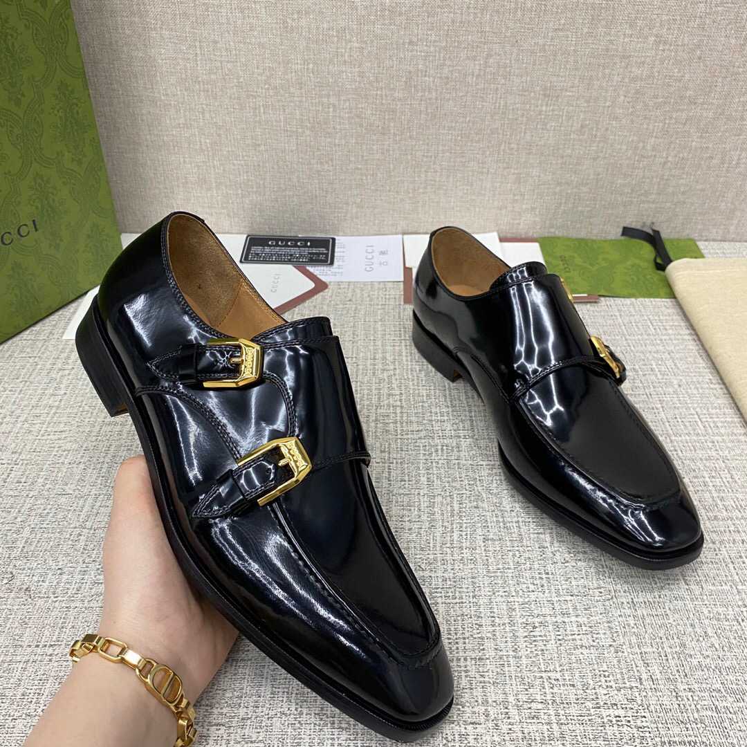 Gucci Monk-Strap Leather Shoes - DopestKickz