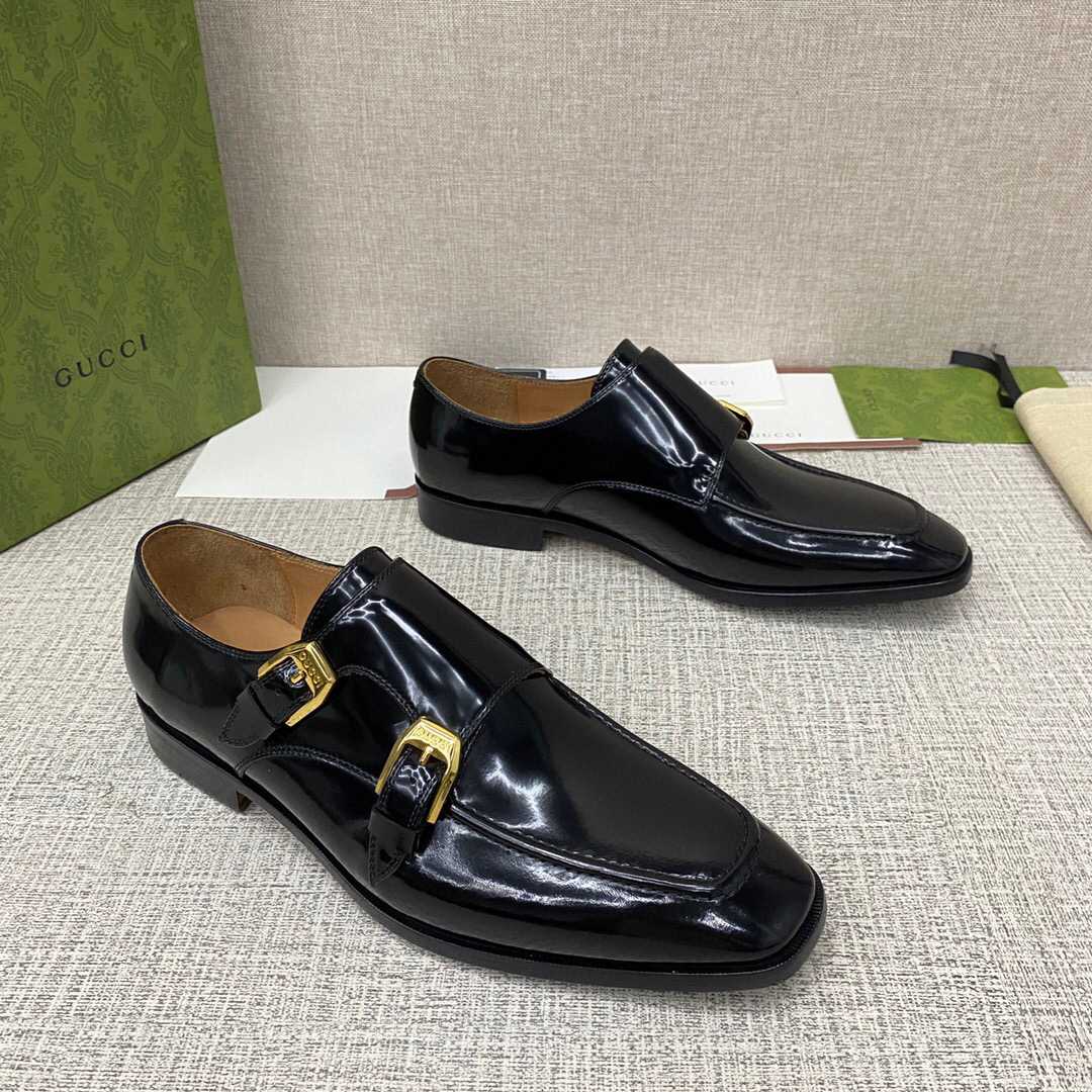 Gucci Monk-Strap Leather Shoes - DopestKickz