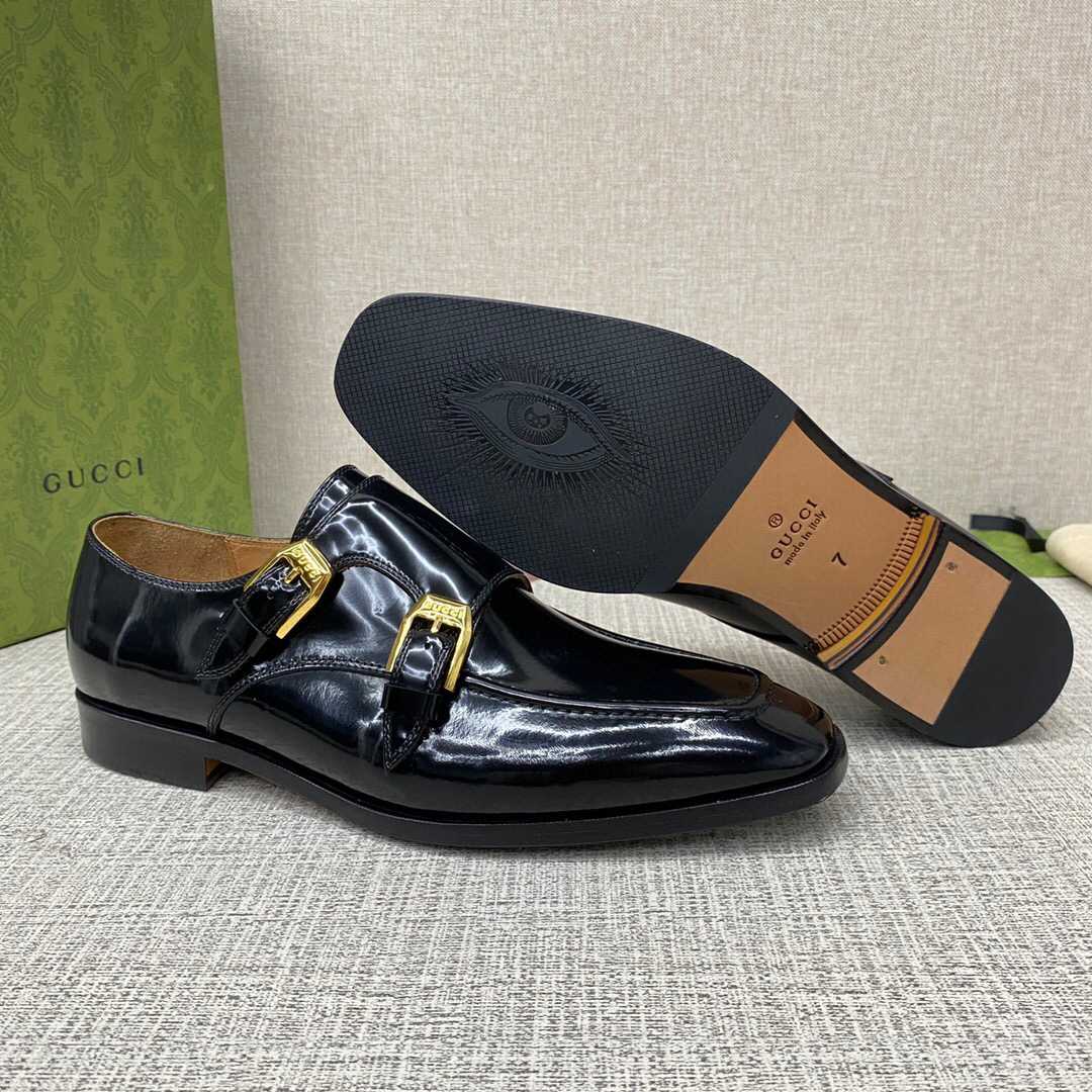 Gucci Monk-Strap Leather Shoes - DopestKickz