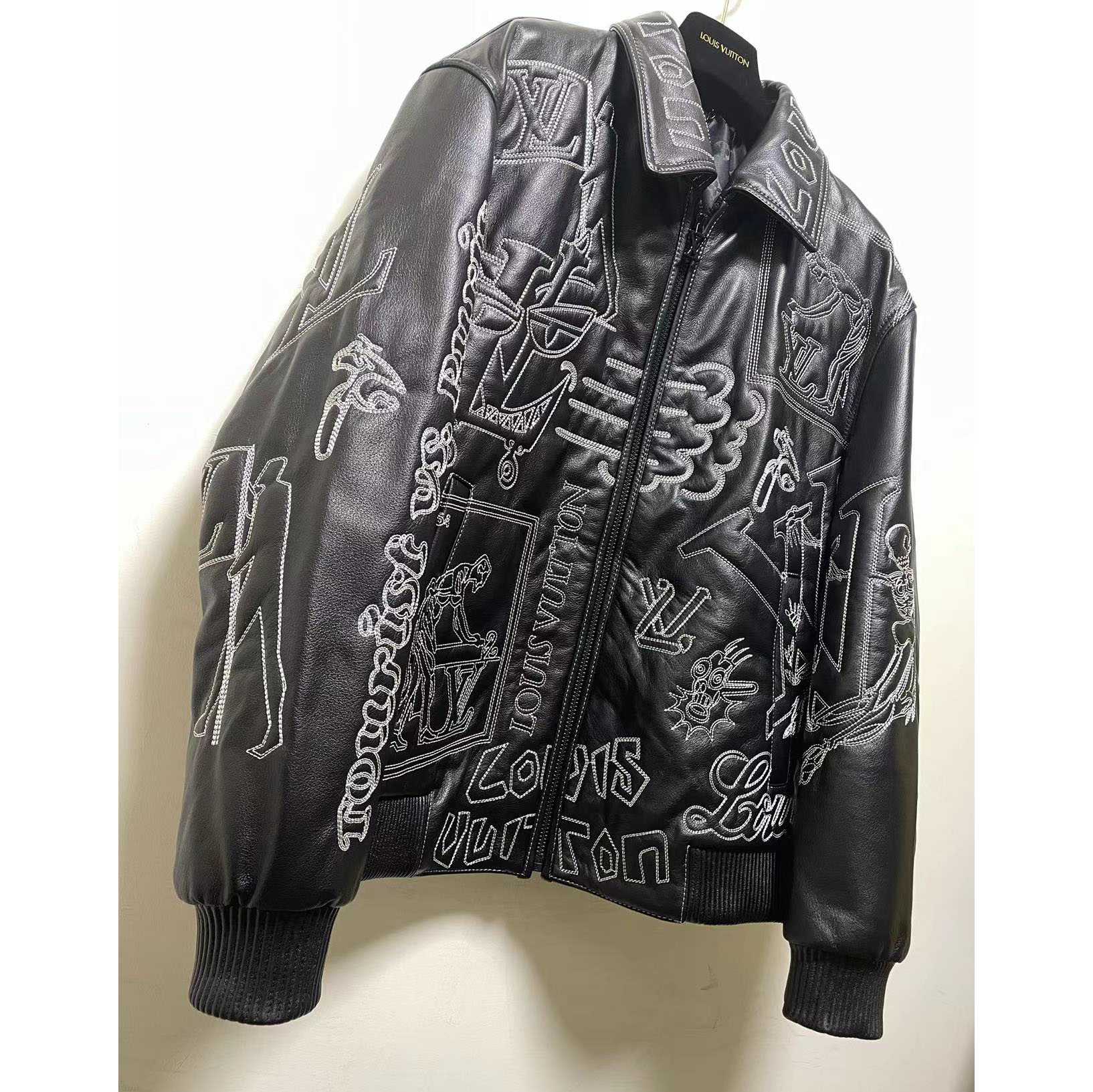 Louis Vuitton Black Leather 'Tourist vs. Purist' Bomber Jacket - DopestKickz
