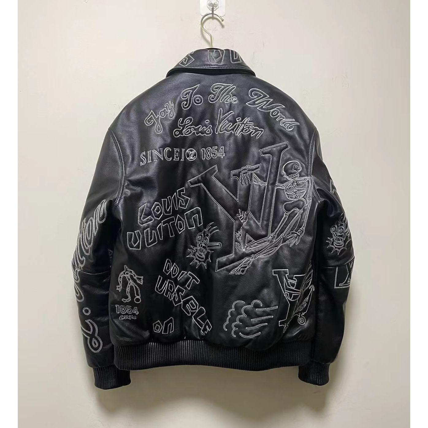 Louis Vuitton Black Leather 'Tourist vs. Purist' Bomber Jacket - DopestKickz