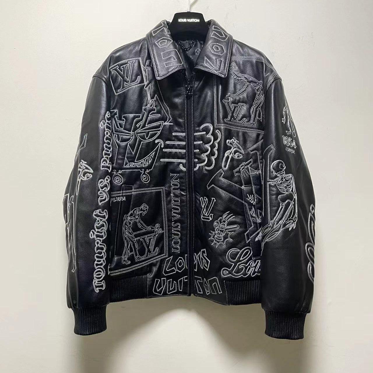 Louis Vuitton Black Leather 'Tourist vs. Purist' Bomber Jacket - DopestKickz