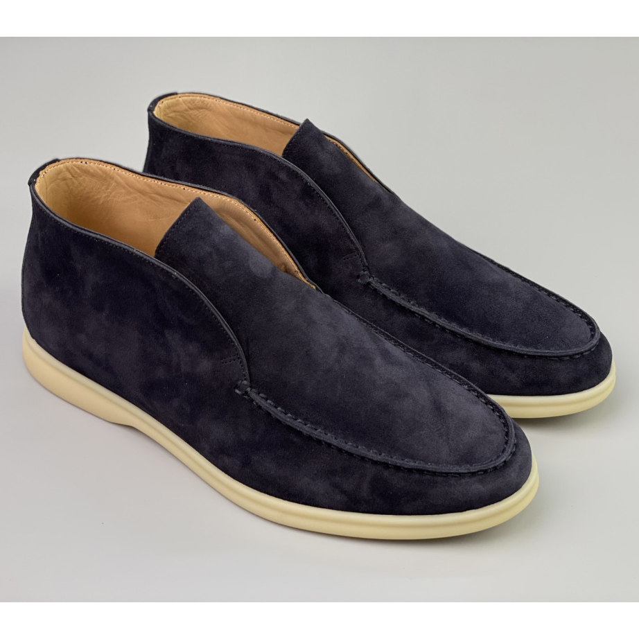 Loro Piana White Sole Summer Walk Loafers In Navy blue - DopestKickz