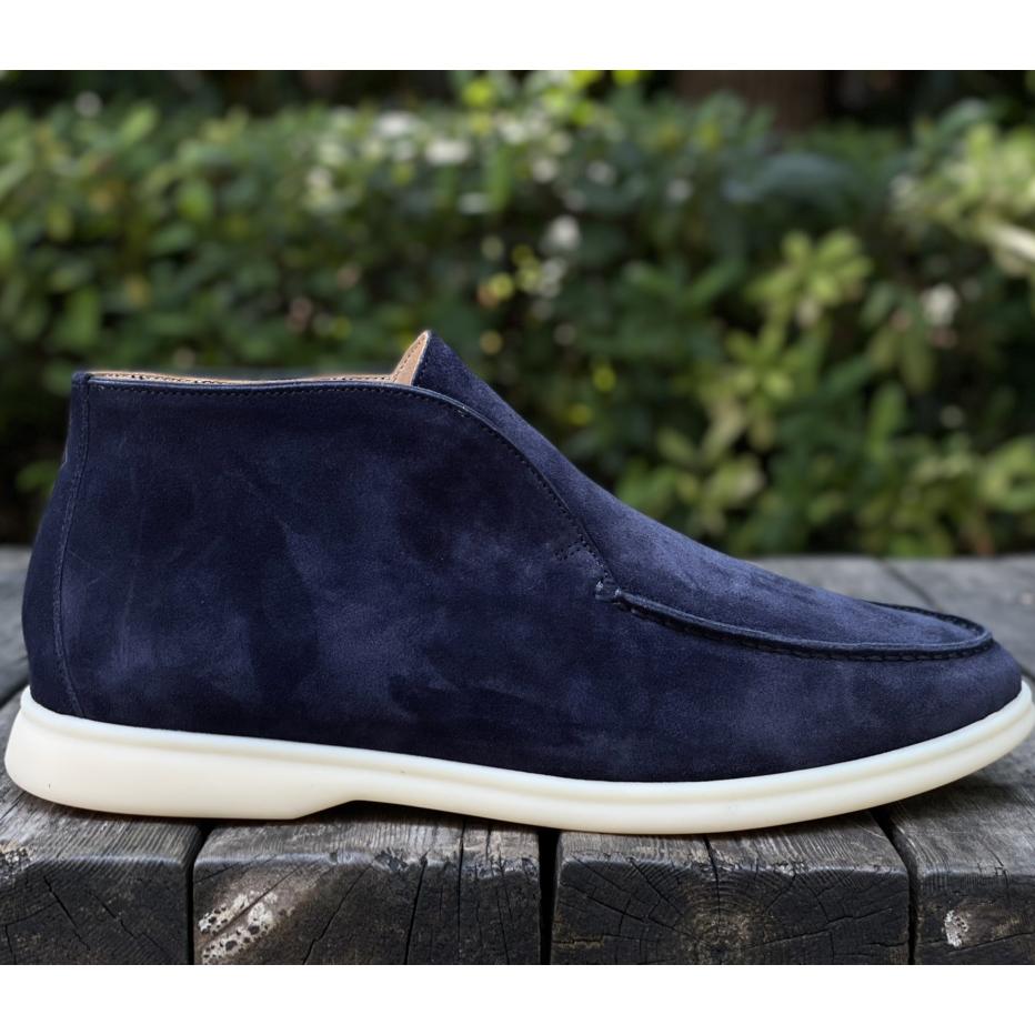 Loro Piana White Sole Summer Walk Loafers In Navy blue - DopestKickz