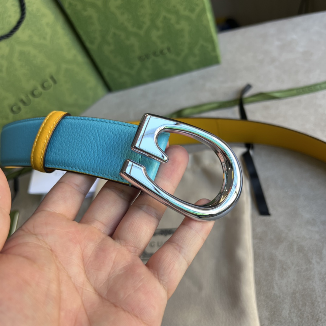 Gucci Two-Tone Belt With G Buckle - DopestKickz