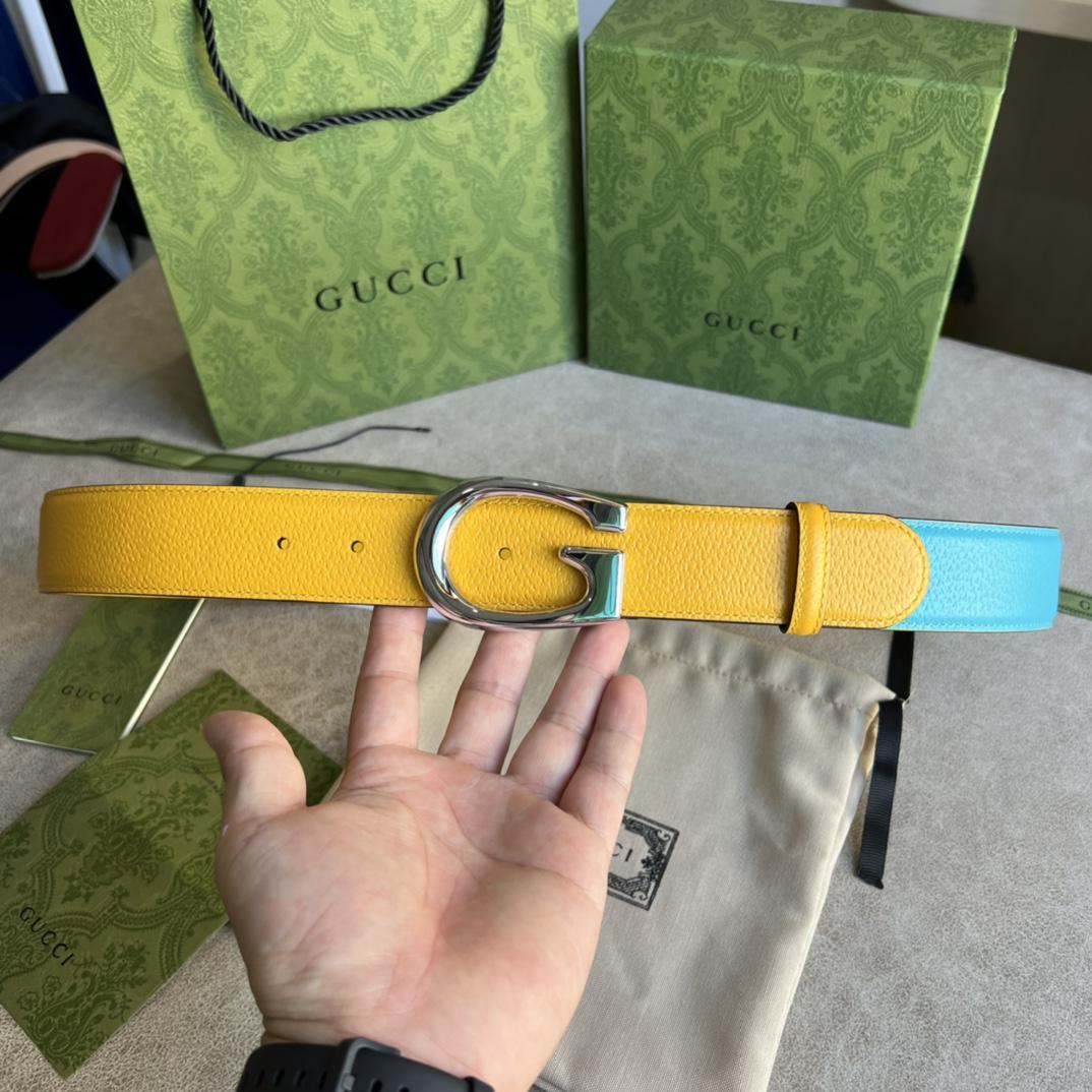 Gucci Two-Tone Belt With G Buckle - DopestKickz