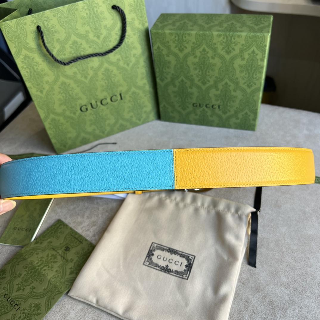 Gucci Two-Tone Belt With G Buckle - DopestKickz