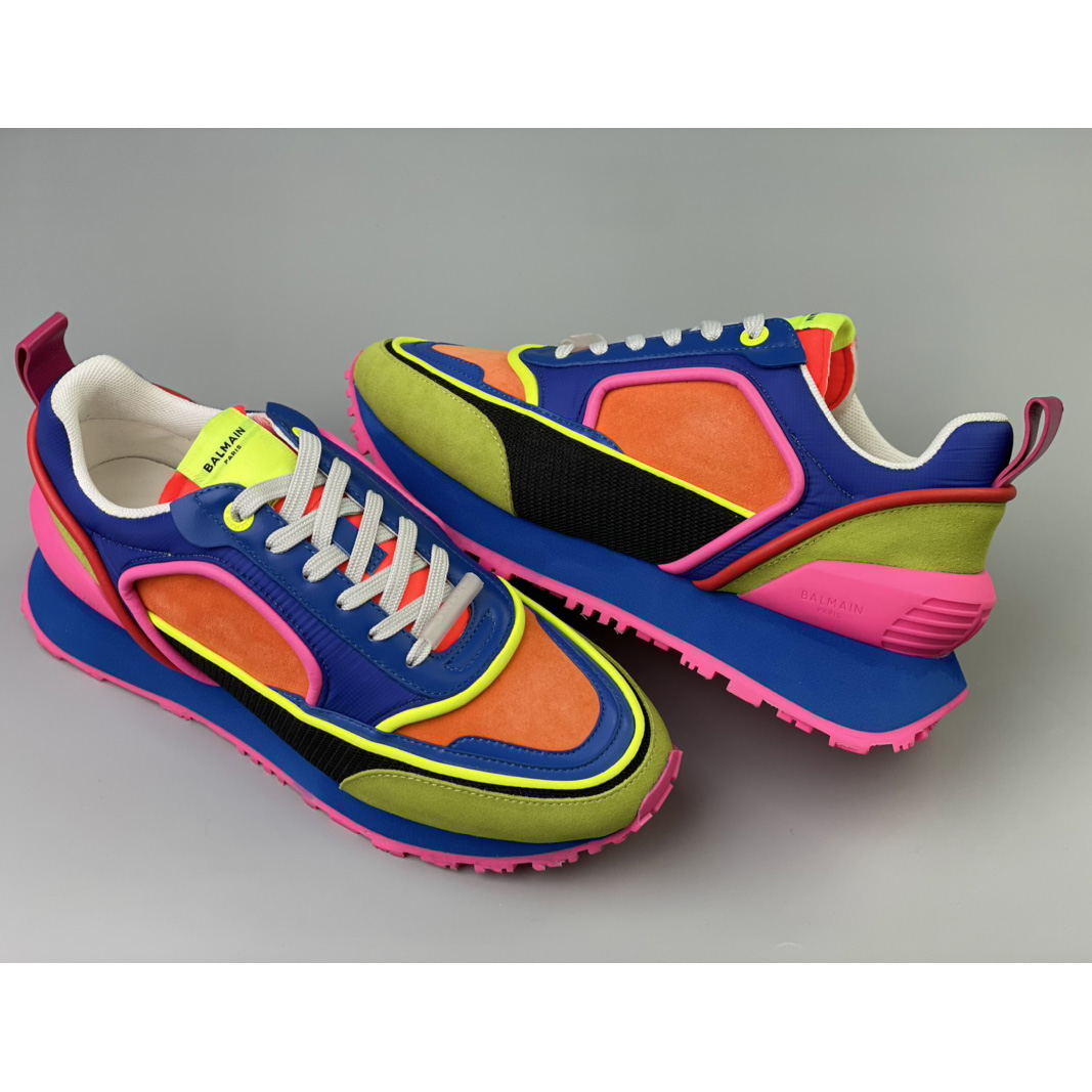 Balmain Velvet Nylon And Mesh Racer Low-Top Sneakers - DopestKickz