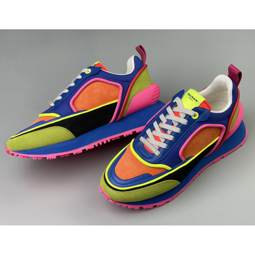 Balmain Velvet Nylon And Mesh Racer Low-Top Sneakers - DopestKickz